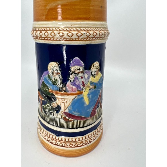 VINTAGE BEER STEIN/MUG MADE IN OCCUPIED JAPAN HAND PAINTED RAISED ARTWORK DESIGN - Picture 4 of 7